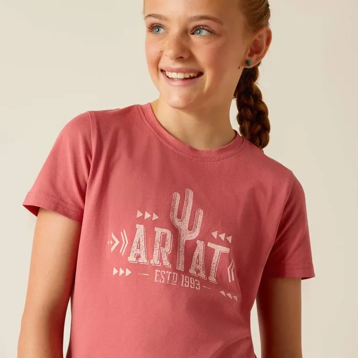 Kids TShirts and Polos Ariat Cactus TShirt Slate Rose Kids TShirts and Polos Ariat Cactus TShirt Slate Rose