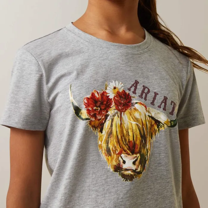 Kids TShirts and Polos Ariat Highlander Rose Heather Grey Kids TShirts and Polos Ariat Highlander Rose Heather Grey