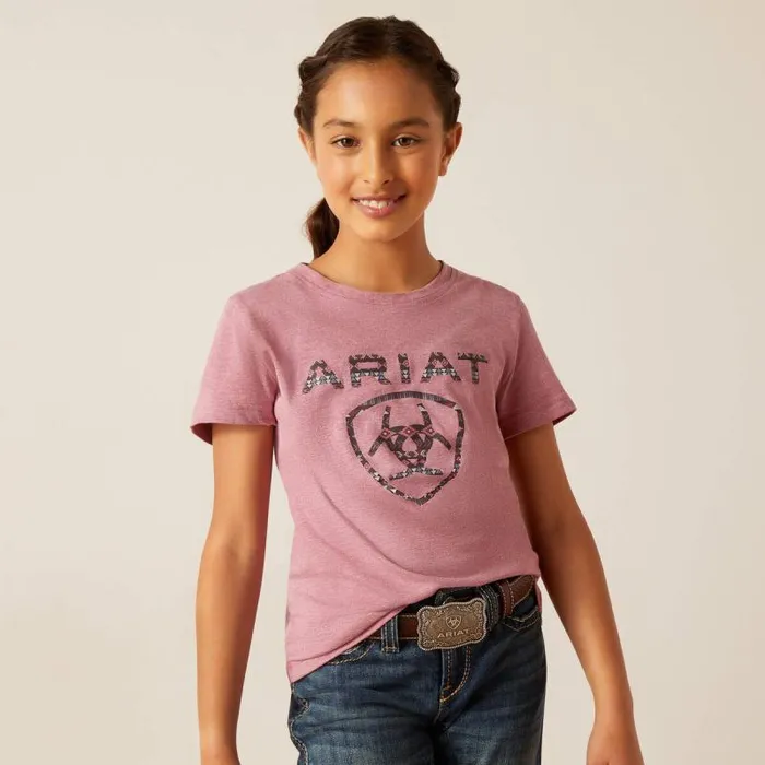 Kids TShirts and Polos Ariat Shield TShirt Rose Mesa Heather