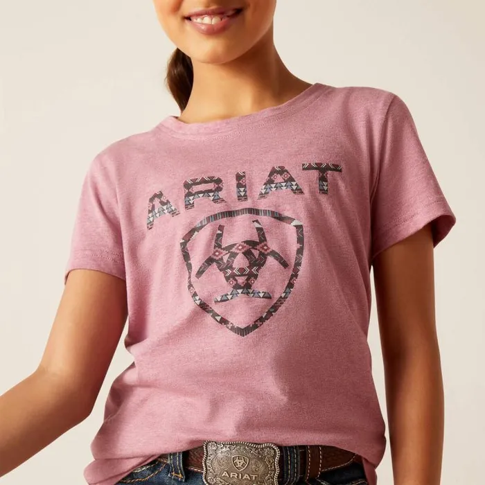 Kids TShirts and Polos Ariat Shield TShirt Rose Mesa Heather Kids TShirts and Polos Ariat Shield TShirt Rose Mesa Heather