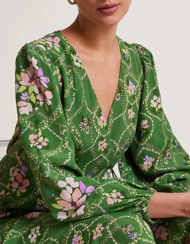 Kira Wrap Dress Green Women Monsoon Occasionwear