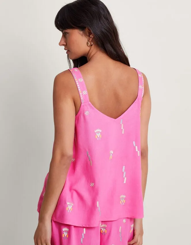 Kiran Embroidered Cami Pink Women Monsoon Tops and Blouses