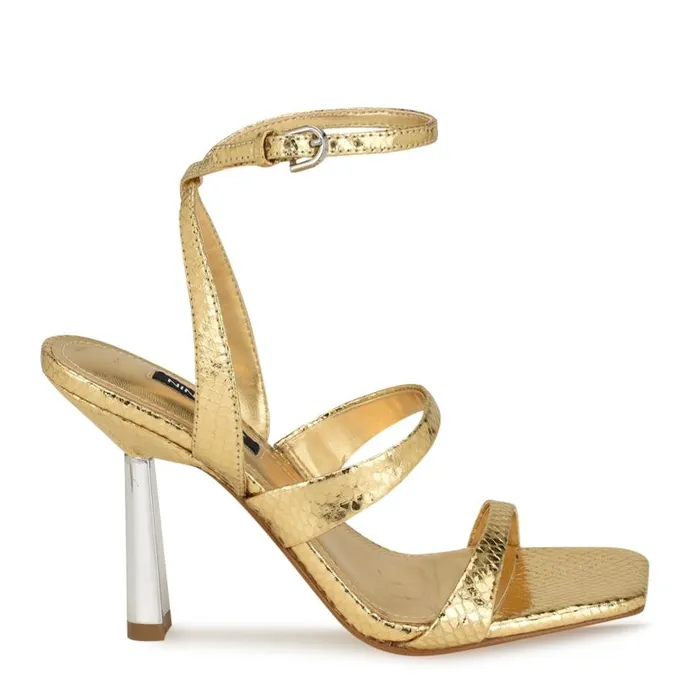 Kiya Ankle Strap Sandals Gold Snake Women Nine West Sandals