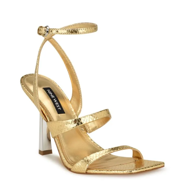 Kiya Ankle Strap Sandals Gold Snake Women Nine West Sandals