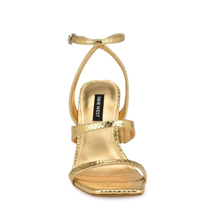 Kiya Ankle Strap Sandals Gold Snake Women Nine West Sandals