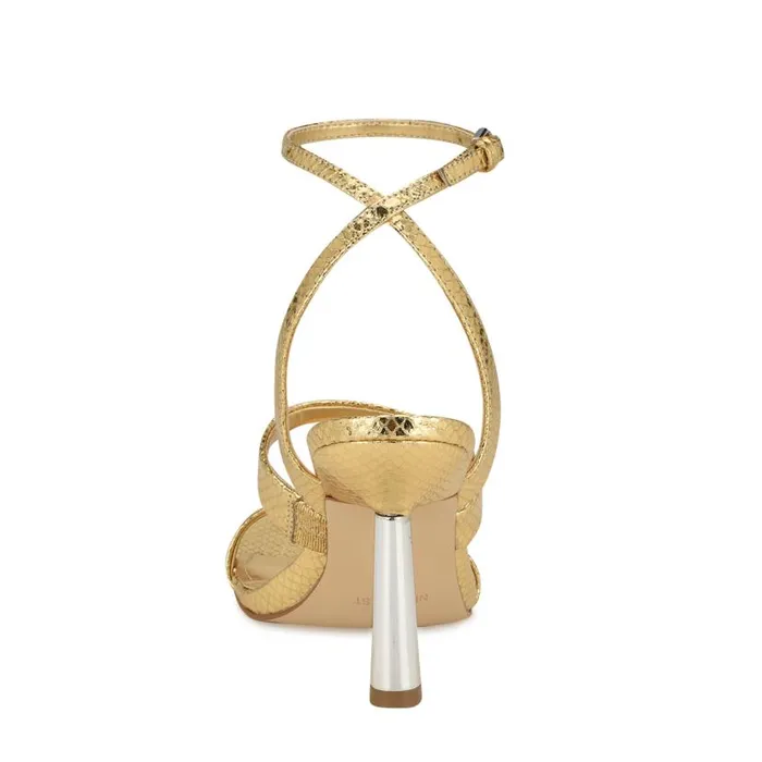 Kiya Ankle Strap Sandals Gold Snake Women Nine West Sandals