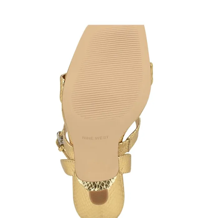 Kiya Ankle Strap Sandals Gold Snake Women Nine West Sandals
