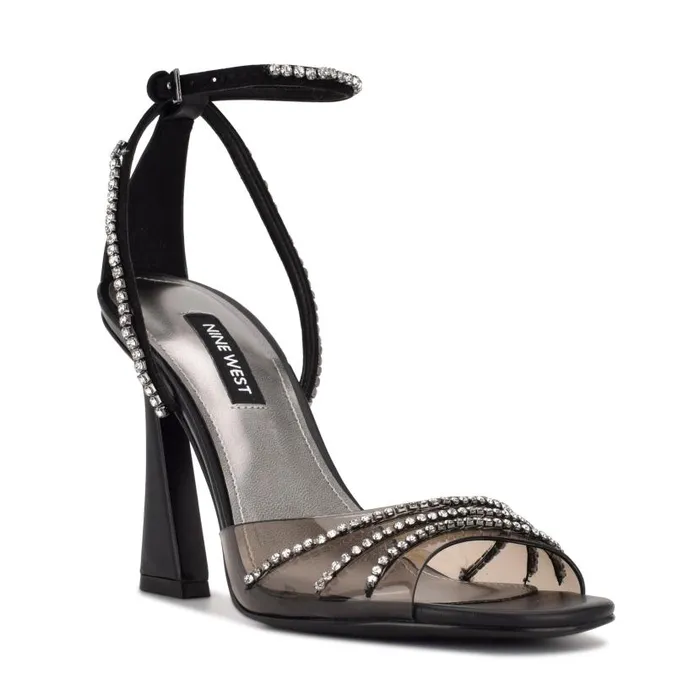 Klass Heeled Sandals Blacksmoke Crystal Women Nine West Heels