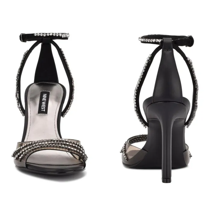 Klass Heeled Sandals Blacksmoke Crystal Women Nine West Heels