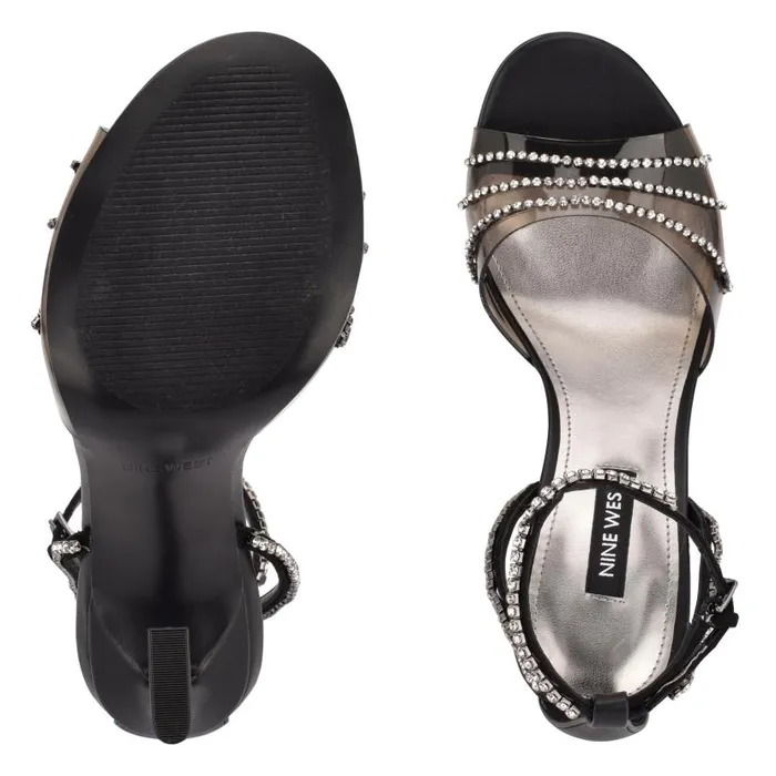 Klass Heeled Sandals Blacksmoke Crystal Women Nine West Heels