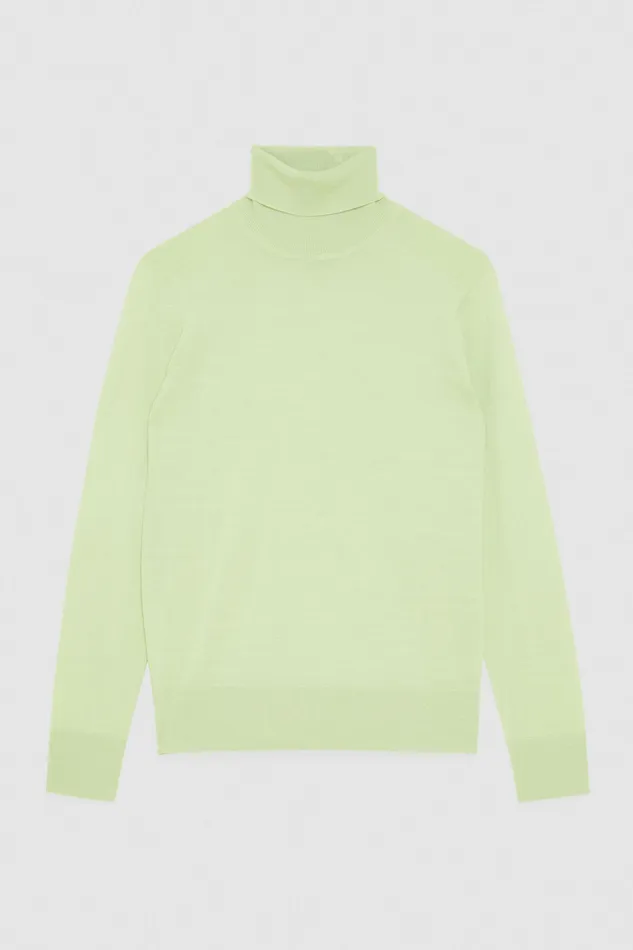 Knitwear Men Patrizia Pepe Pure Wool Turtleneck Sweater Space Lime