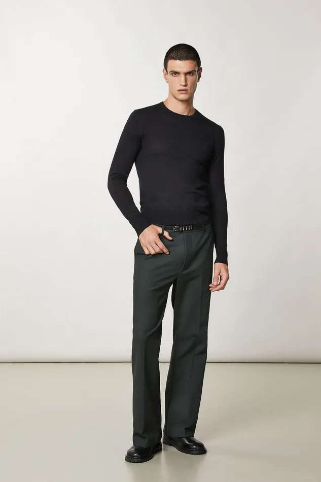 Knitwear Men Patrizia Pepe Slim Fit Wool Sweater Nero Vinile