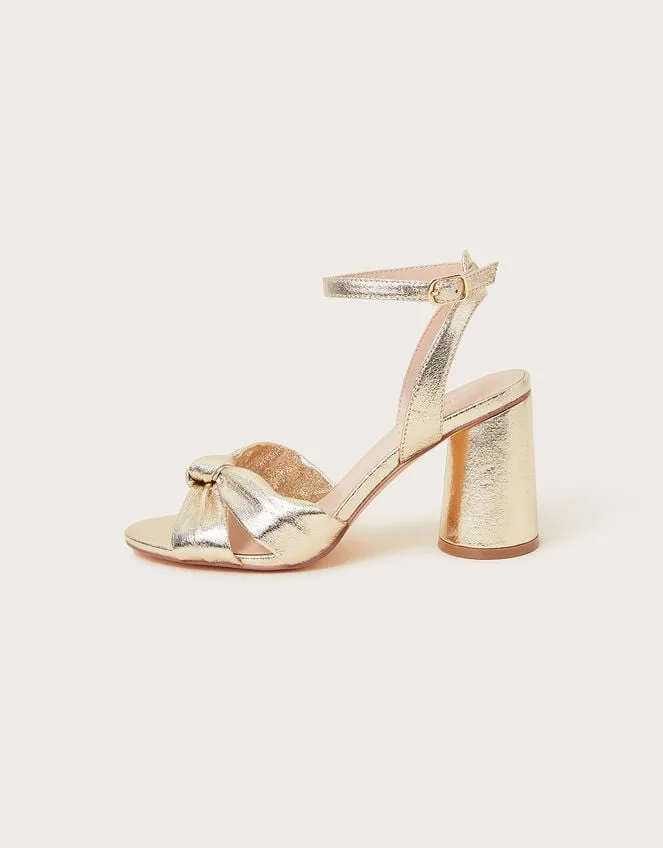 Knot Front Block Heel Sandals Gold Women Monsoon Sandals