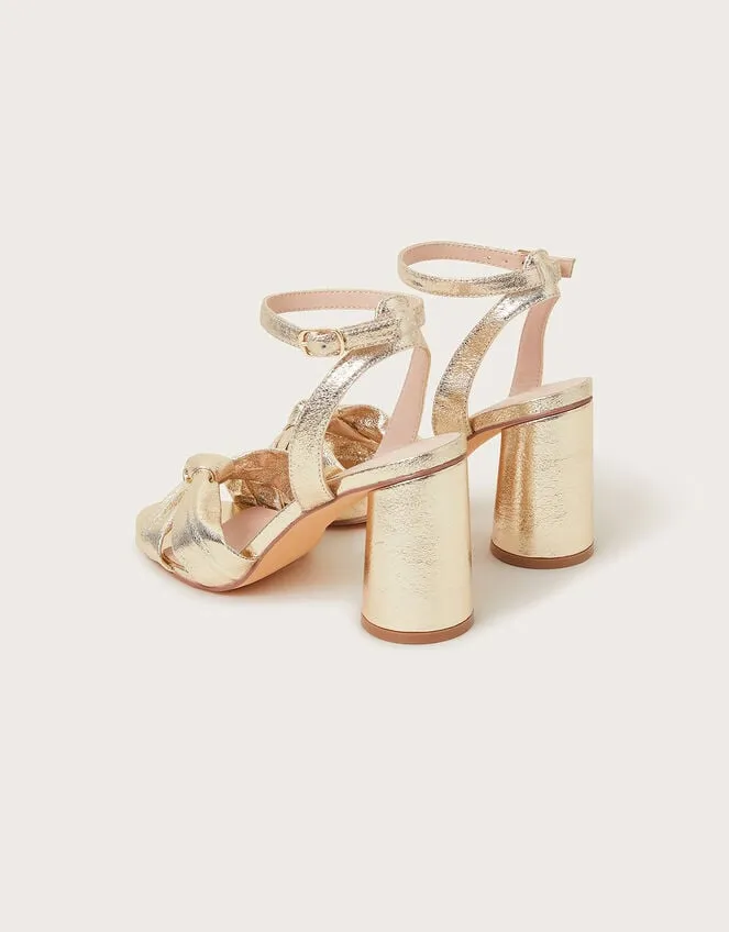 Knot Front Block Heel Sandals Gold Women Monsoon Sandals