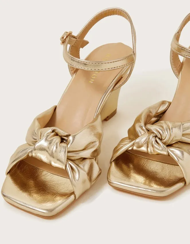 Knot Front Wedges Gold Women Monsoon Sandals