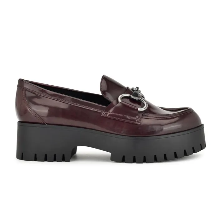 Kpacie Casual Moc Loafers Dark Red Women Nine West Flats and Loafers