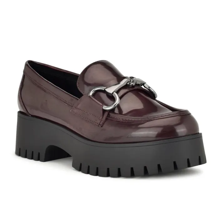 Kpacie Casual Moc Loafers Dark Red Women Nine West Flats and Loafers