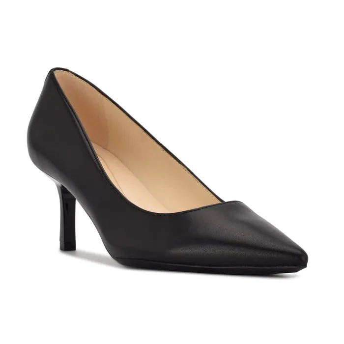 Kuna 92159 Pointy Toe Pumps Black Leather Women Nine West Heels