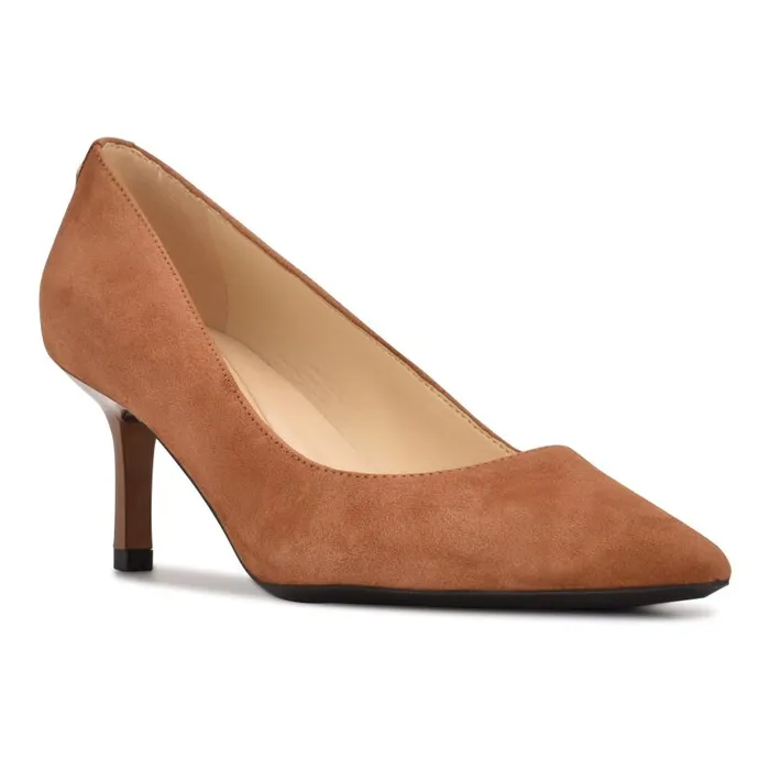 Kuna 92159 Pointy Toe Pumps Cognac Suede Women Nine West Heels