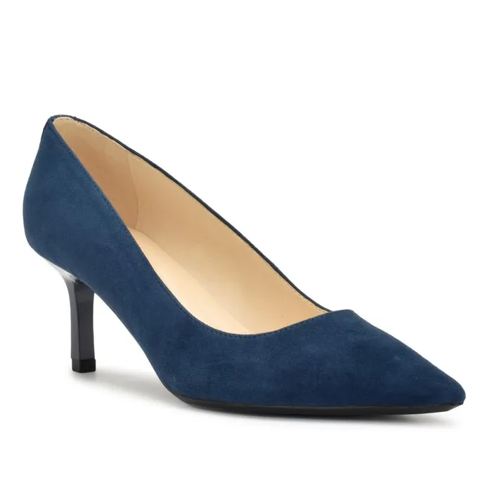 Kuna 92159 Pointy Toe Pumps French Navy Suede Women Nine West Heels