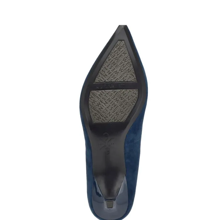 Kuna 92159 Pointy Toe Pumps French Navy Suede Women Nine West Heels