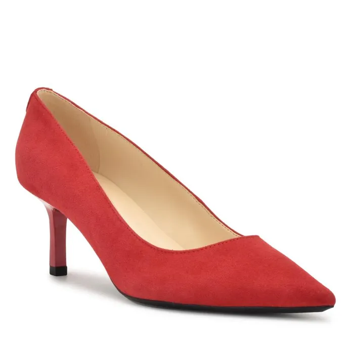 Kuna 92159 Pointy Toe Pumps Red Suede Women Nine West Heels