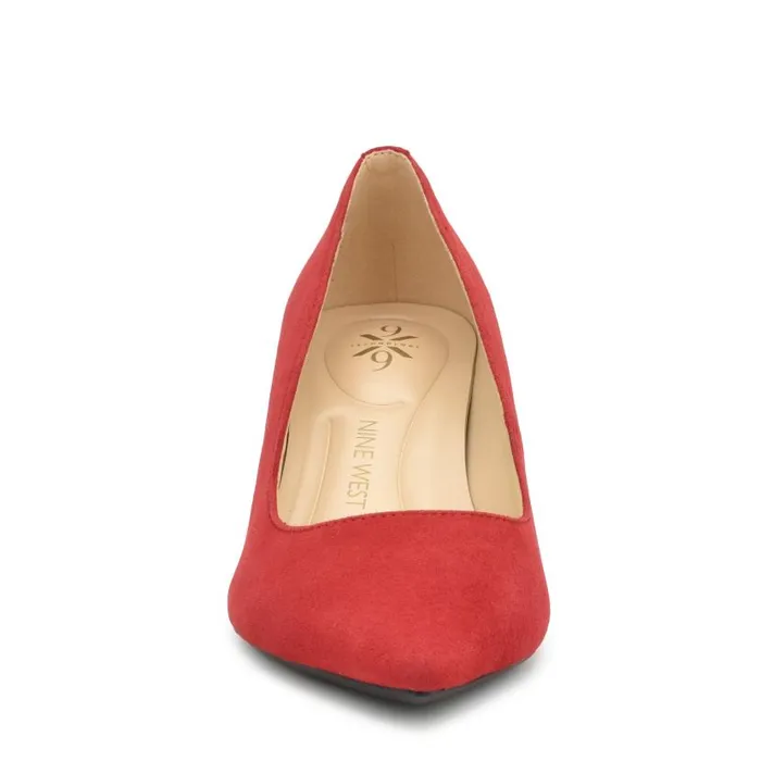 Kuna 92159 Pointy Toe Pumps Red Suede Women Nine West Heels