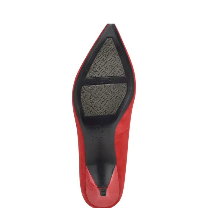 Kuna 92159 Pointy Toe Pumps Red Suede Women Nine West Heels
