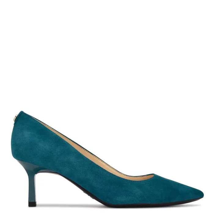 Kuna 92159 Pointy Toe Pumps Teal Suede Women Nine West Heels