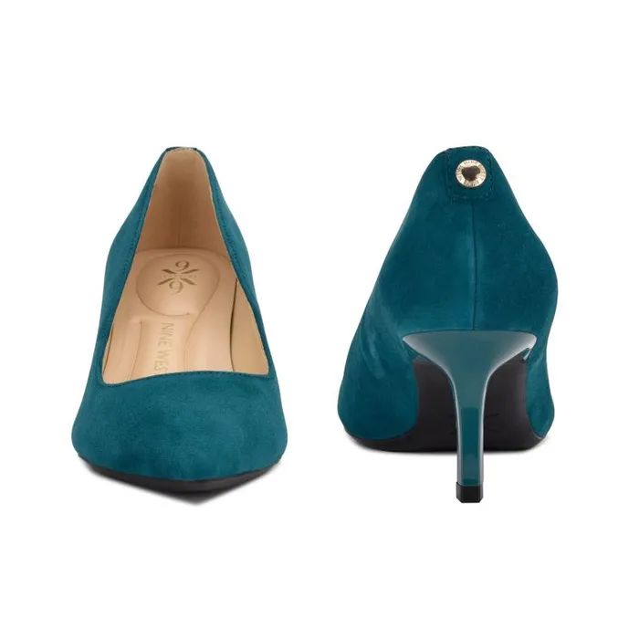 Kuna 92159 Pointy Toe Pumps Teal Suede Women Nine West Heels