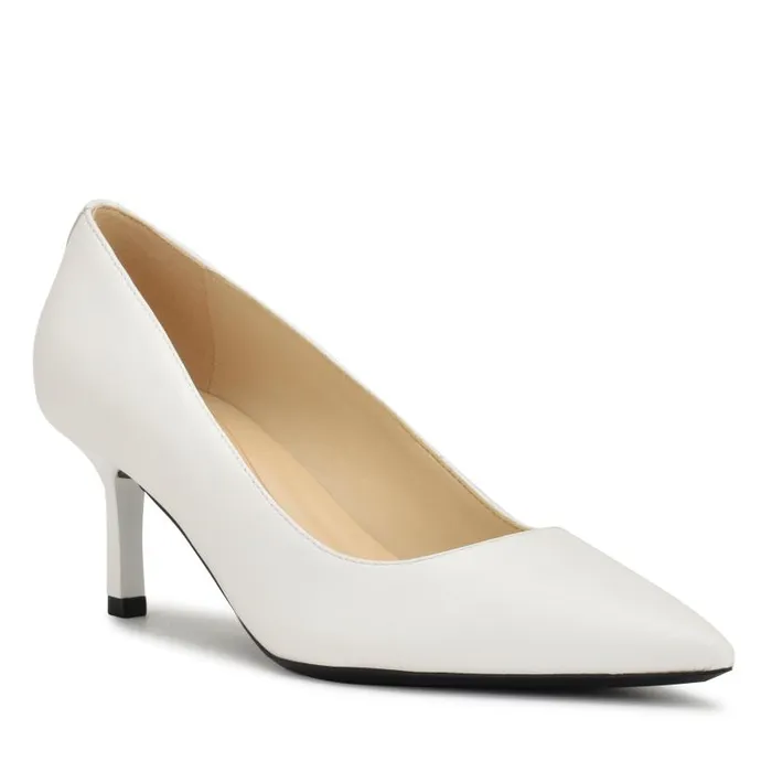 Kuna 92159 Pointy Toe Pumps White Leather Women Nine West Heels