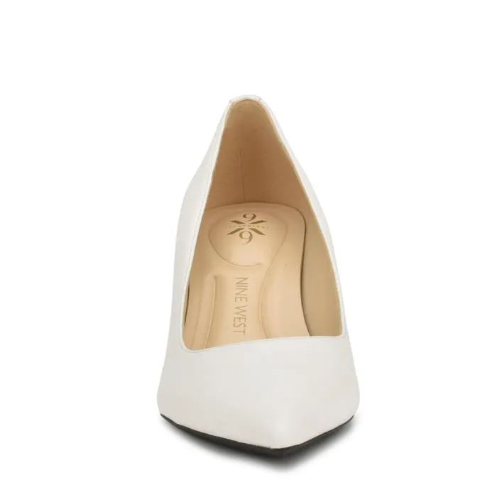Kuna 92159 Pointy Toe Pumps White Leather Women Nine West Heels