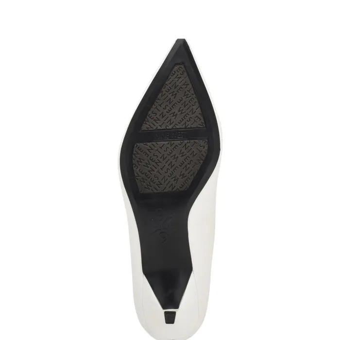 Kuna 92159 Pointy Toe Pumps White Leather Women Nine West Heels