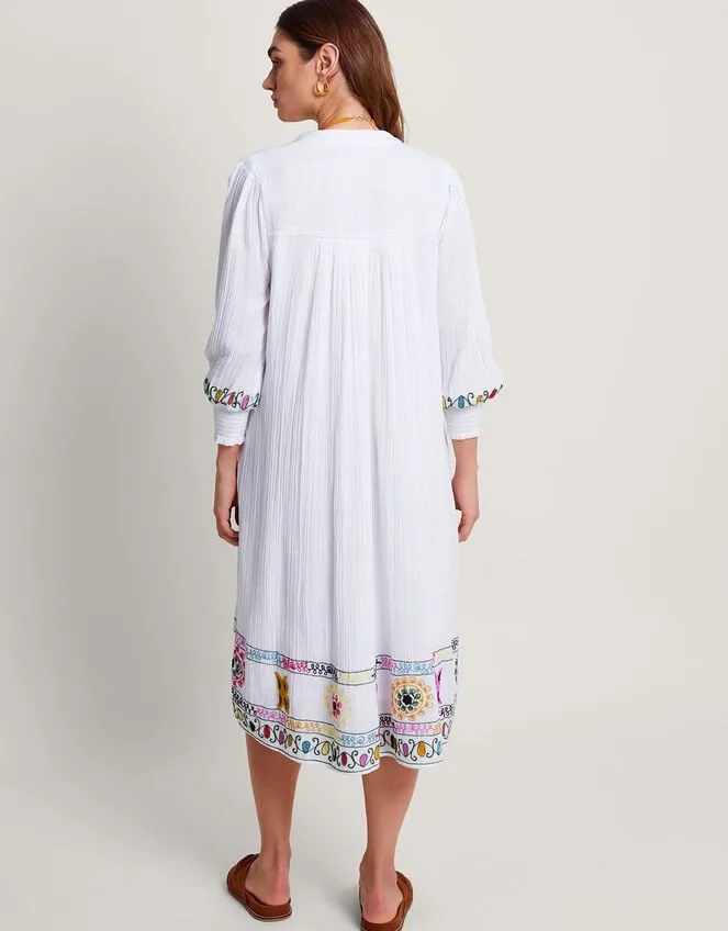 La Galeria Elefante HandEmbroidered Dress White Women Monsoon Dresses