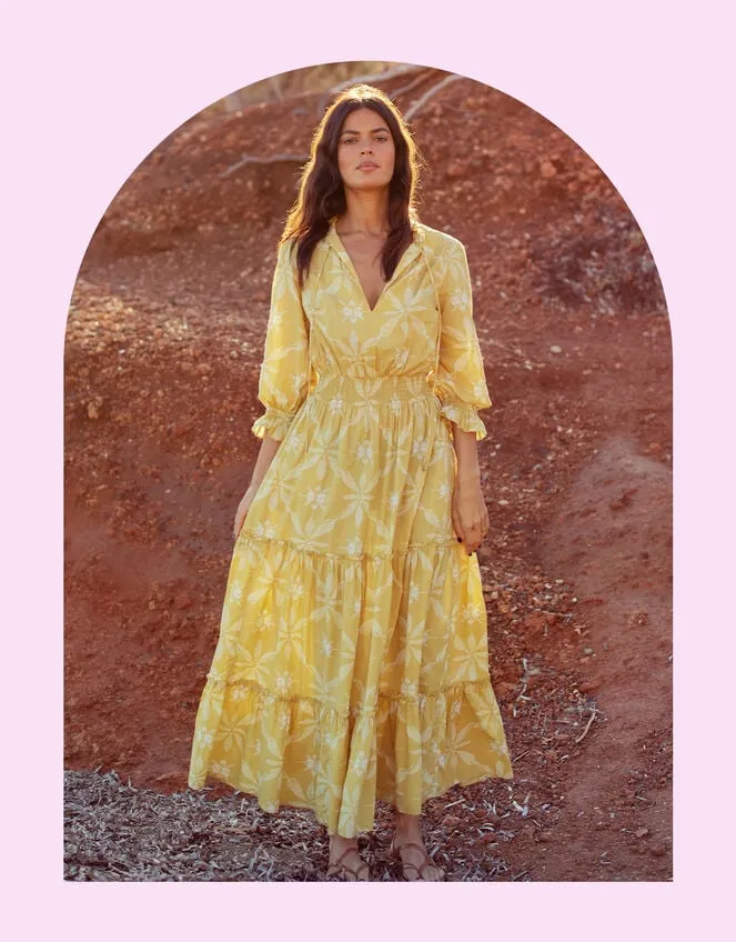 La Galeria Elefante Print Dress Yellow Women Monsoon Dresses