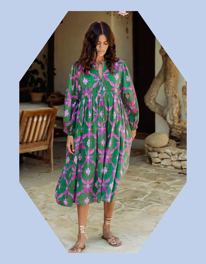 La Galeria Elefante Smock Dress Green Women Monsoon Dresses