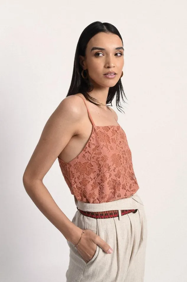 Lace Falre Camisole RUST Women Molly Bracken Tops