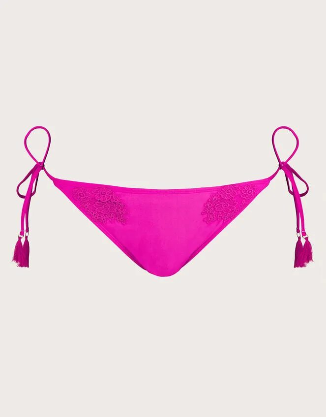 Lace Trim Bikini Bottoms With Recycled Polyester Pink Women Monsoon Tops and Blouses