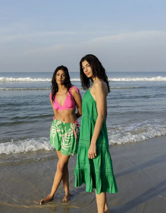 Lace Trim Bikini Top With Recycled Polyester Pink Women Monsoon Tops and Blouses