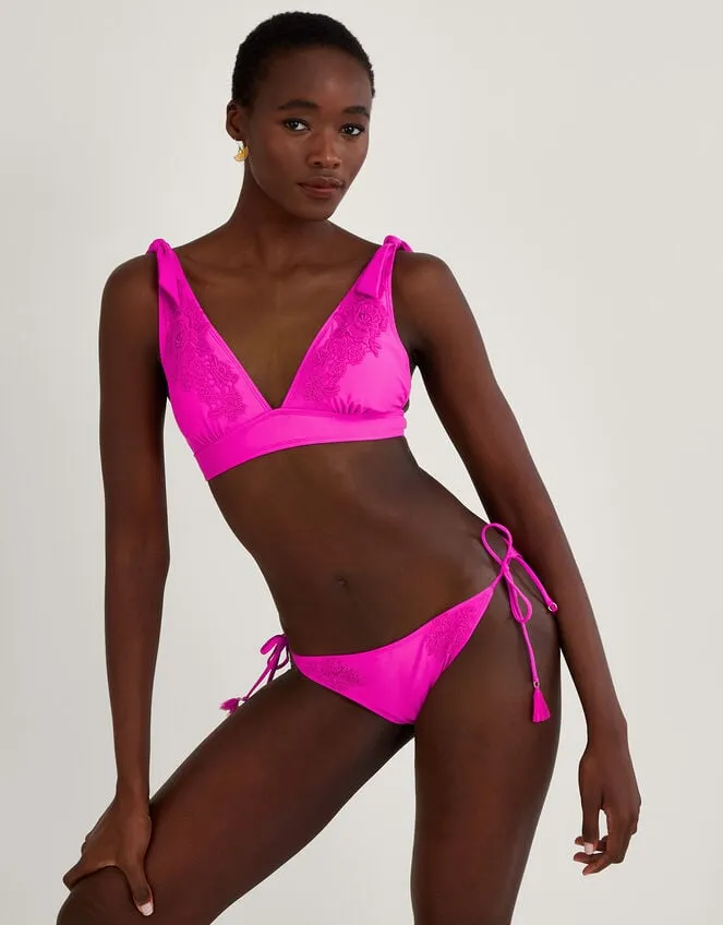 Lace Trim Bikini Top With Recycled Polyester Pink Women Monsoon Tops and Blouses