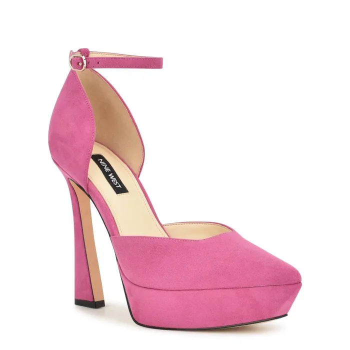 Laken Ankle Strap Heels Medium Pink Women Nine West Heels