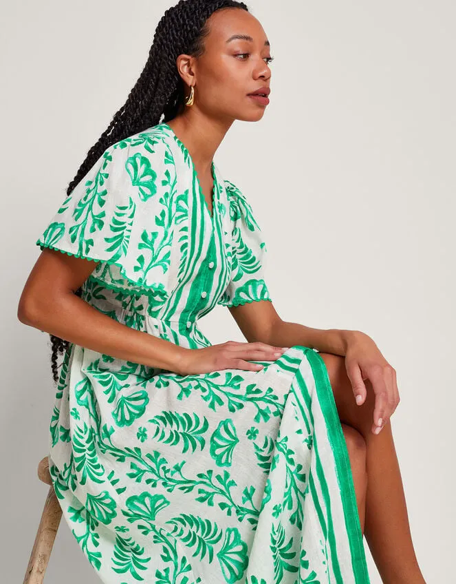 Lani Button Dress In Linen Blend Ivory Women Monsoon Kaftans and Kimonos