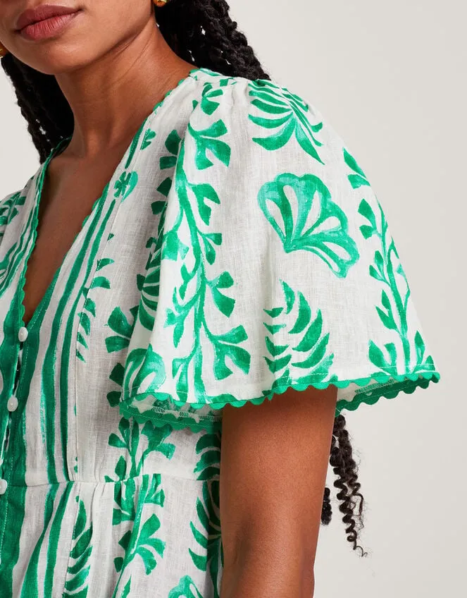 Lani Button Dress In Linen Blend Ivory Women Monsoon Kaftans and Kimonos