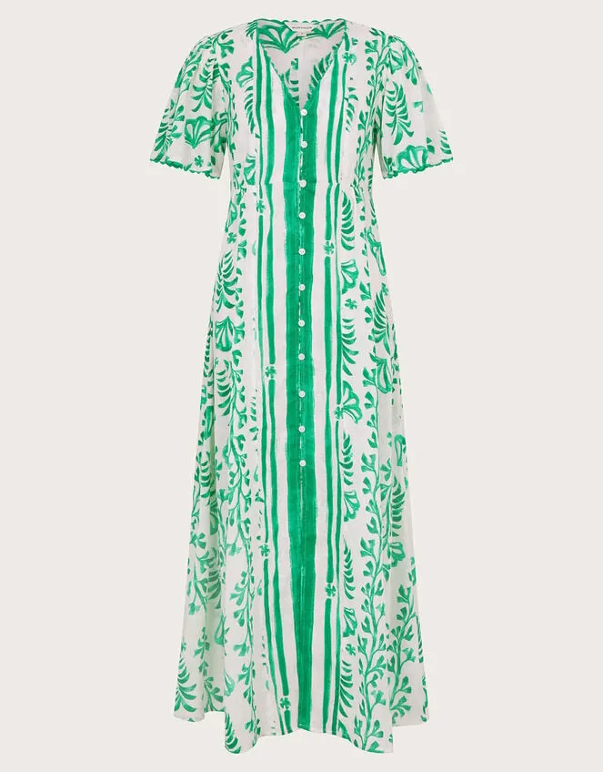 Lani Button Dress In Linen Blend Ivory Women Monsoon Kaftans and Kimonos