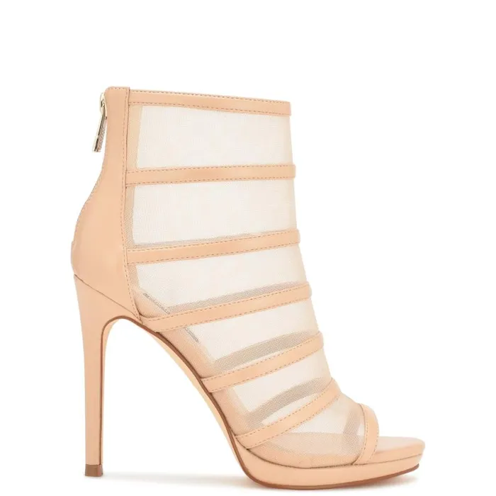 Larang Mesh Peep Toe Booties Warm Blush Women Nine West Heels