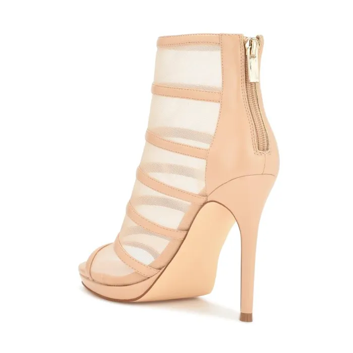 Larang Mesh Peep Toe Booties Warm Blush Women Nine West Heels