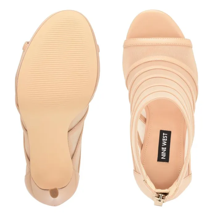 Larang Mesh Peep Toe Booties Warm Blush Women Nine West Heels