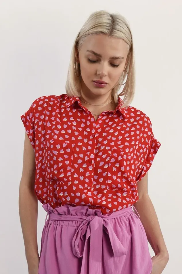 Large Shirt With Heart Pattern RED MIA Women Molly Bracken Shirts