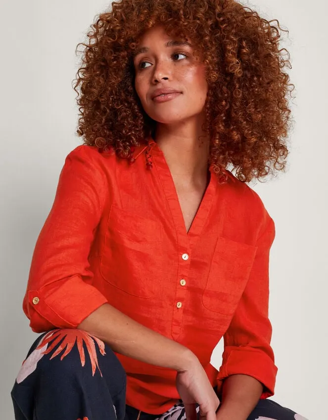 Layla Pocket Linen Top Orange Women Monsoon Tops and Blouses
