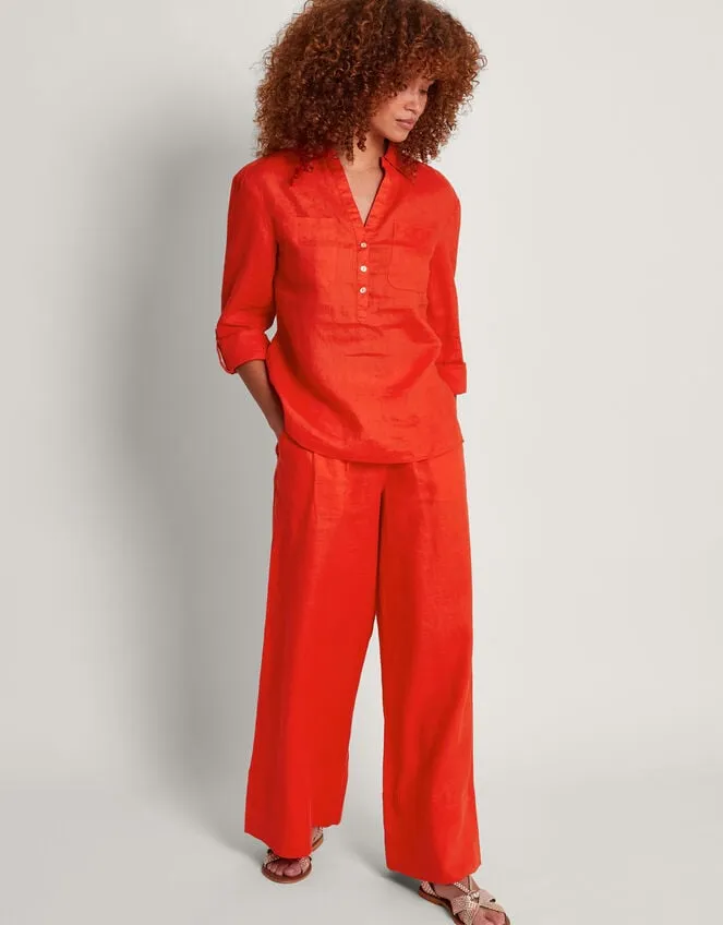 Layla Pocket Linen Top Orange Women Monsoon Tops and Blouses